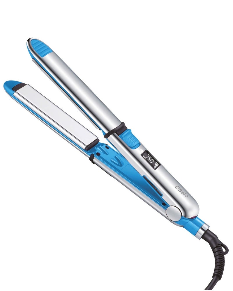 OBelo Professional 2-in-1 Titanium Ceramic Hair Straightener and Curler, equipped with ionic technology to reduce frizz, protect hair, and deliver salon-quality results at home. - Image 1